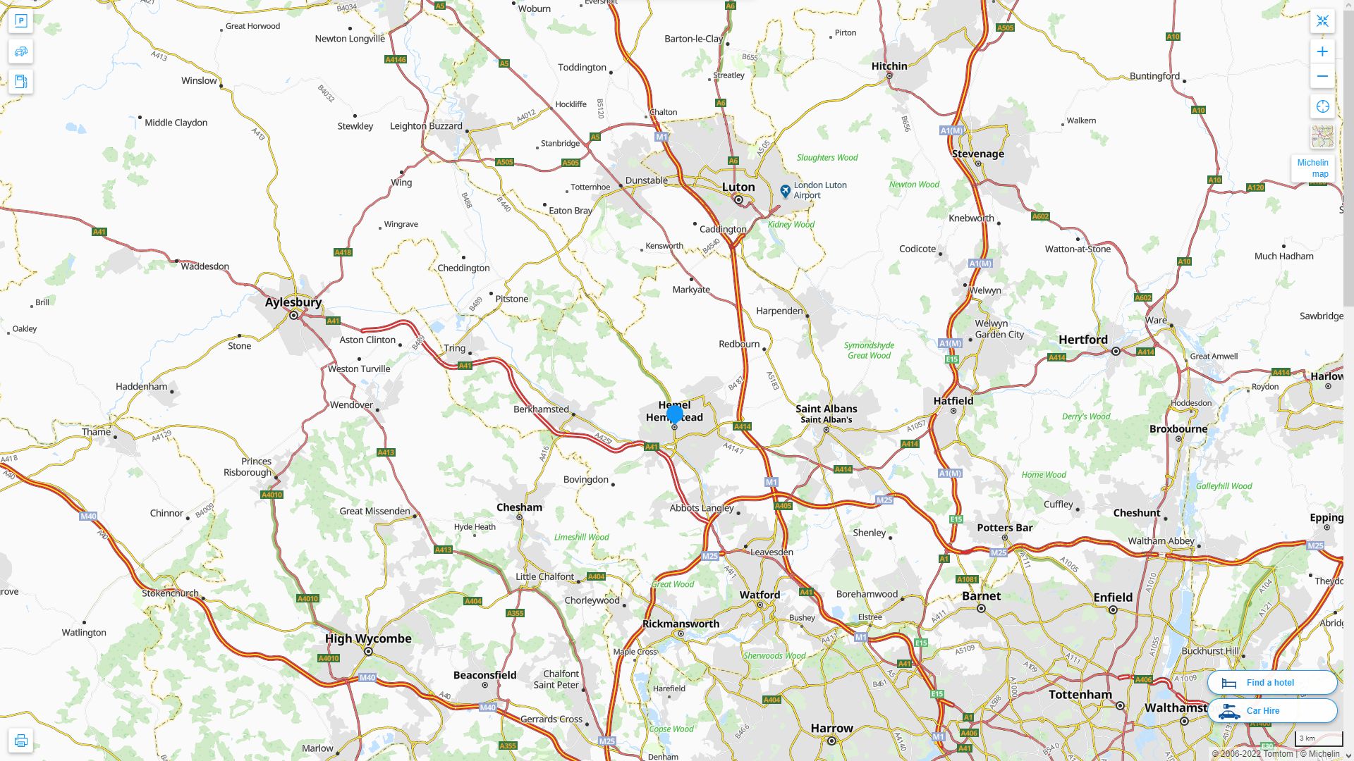 Hemel Hempstead Royaume Uni Autoroute et carte routiere